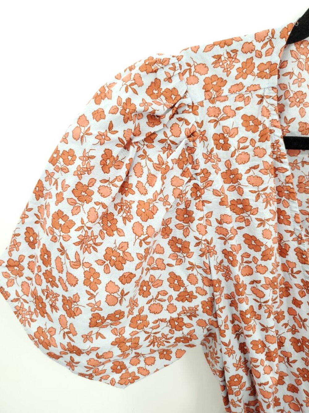 Madewell Fiore Floral Short Sleeve Cotton Wrap Dress XL Blue/Red-Orange Floral - Picture 7 of 15